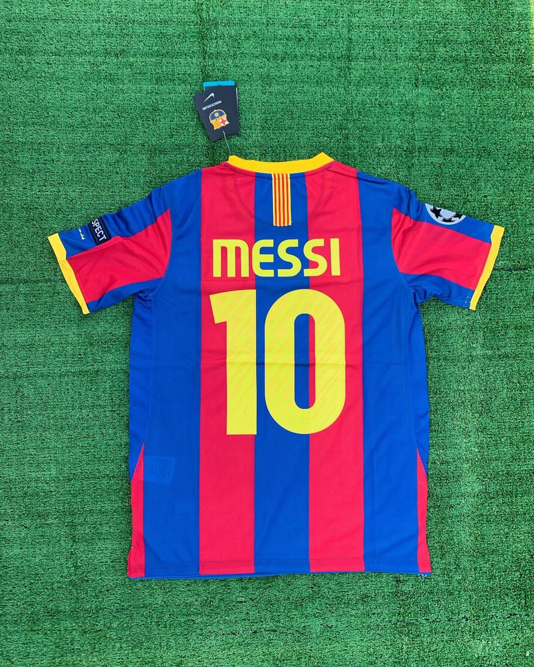 2010/2011 FC Barcelona Messi #10 Retro Champions League Final Jersey Kit