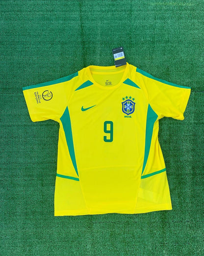 Ronaldo #9 2002 Brazil Home Jersey World Cup Retro Soccer