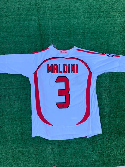 AC Milan Jersey UEFA Final 2006/07 Home White Retro Jersey Maldini #3/Kaka #22